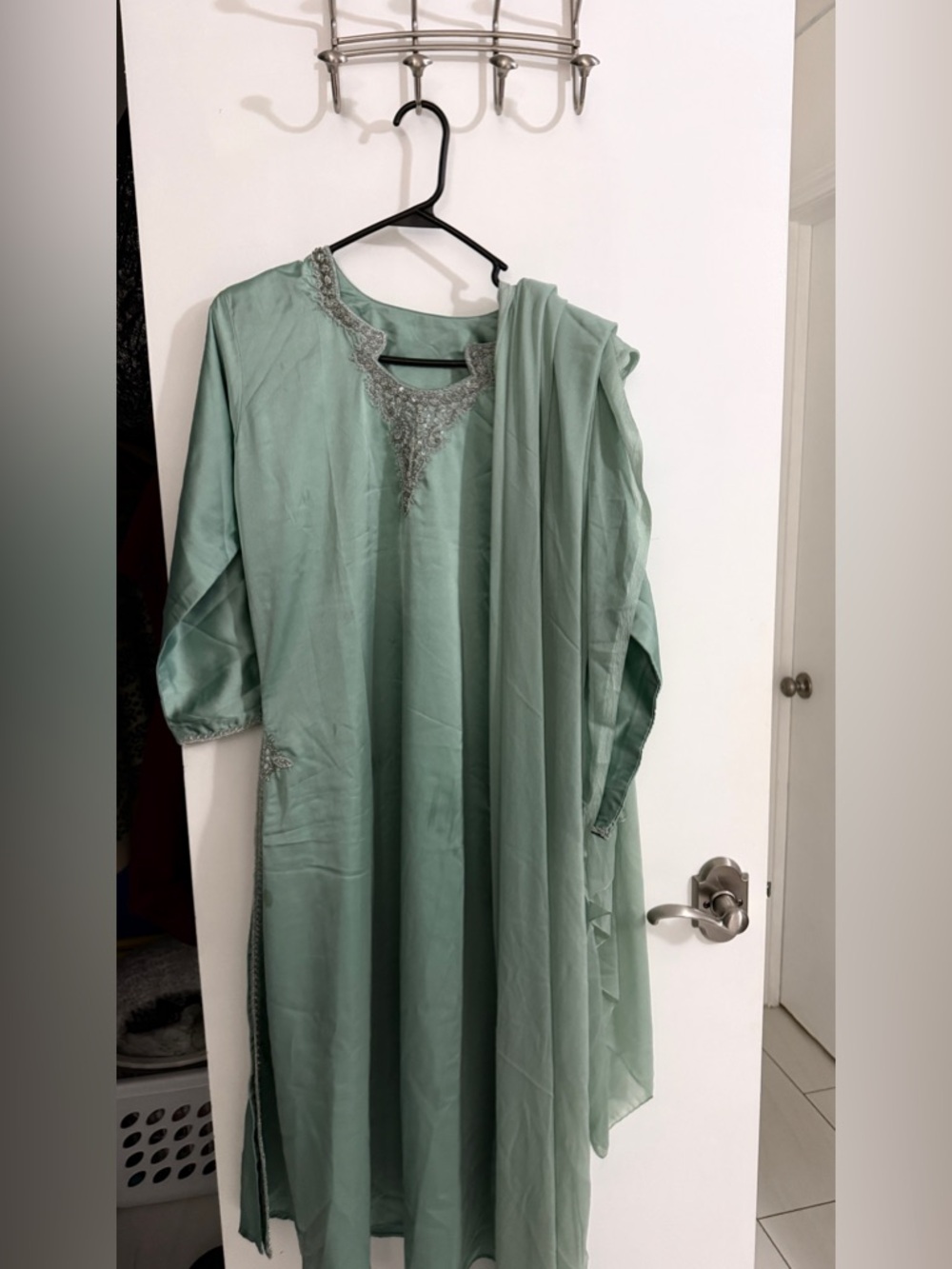 real silk teal Salwar suit